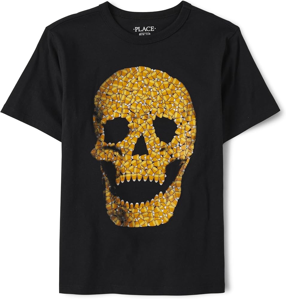 Boys' All Holidays Short Sleeve Graphic T-Shirts, Halloween Candy Skull, XX-Large