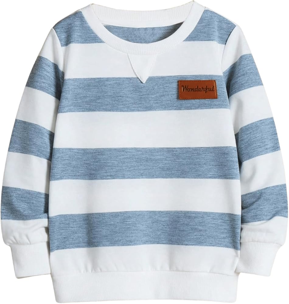 SOLY HUX Toddler Boy's Color Block Striped Sweatshirt Long Sleeve Crewneck Casual Pullover Tops