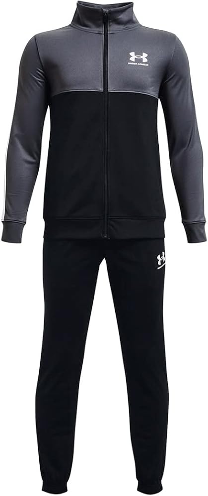 Under Armour Kids Colorblock Training Knit Tracksuit Suit Set Black/Grey - YL