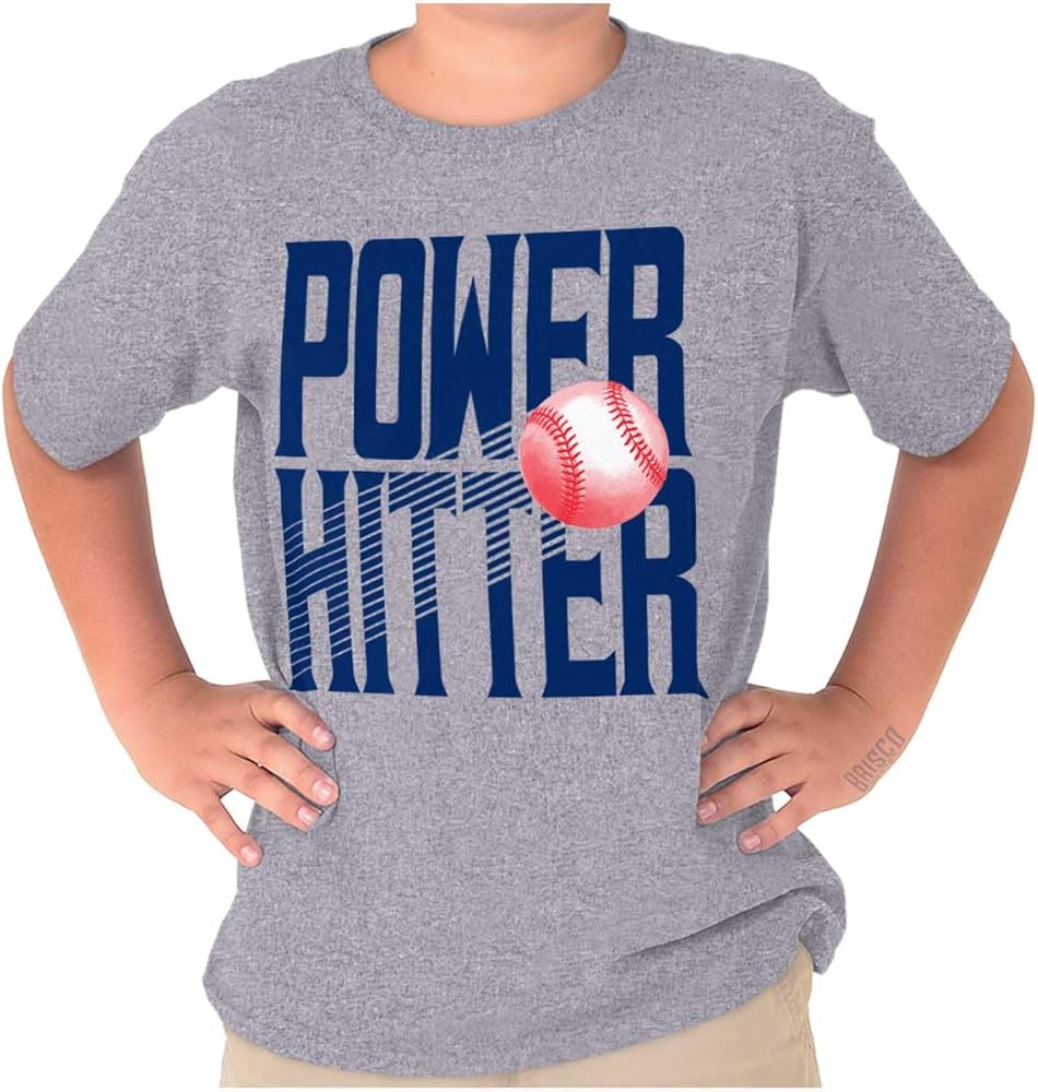 Baseball Player Power Hitter Fan Boys Kids T Shirt Tees Tops