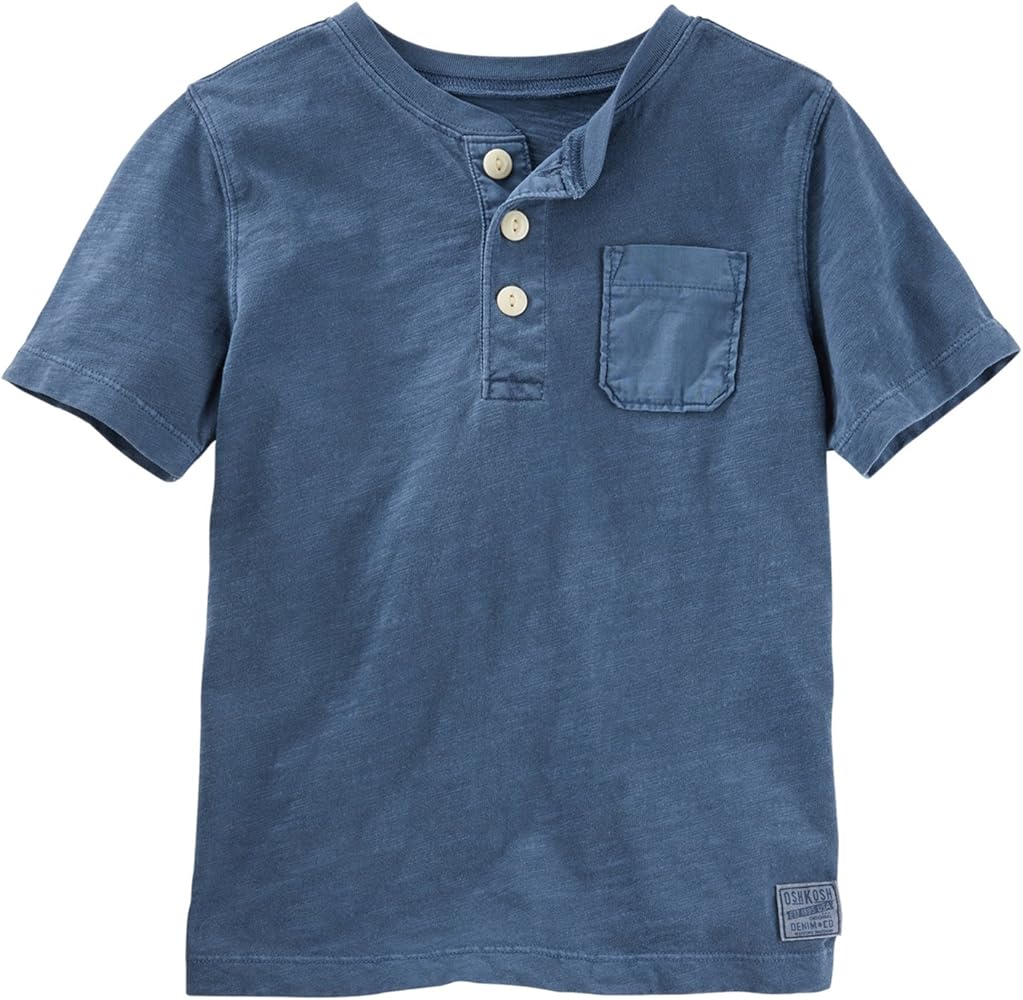 OshKosh Boys Solid Henley S/S Top, Blue 5