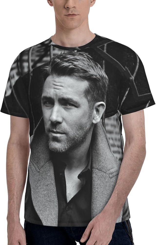 Ryan Reynolds T Shirt Mens Summer Comfortable Fit Soft Short Sleeve Round Neckline Basic Tee Tops