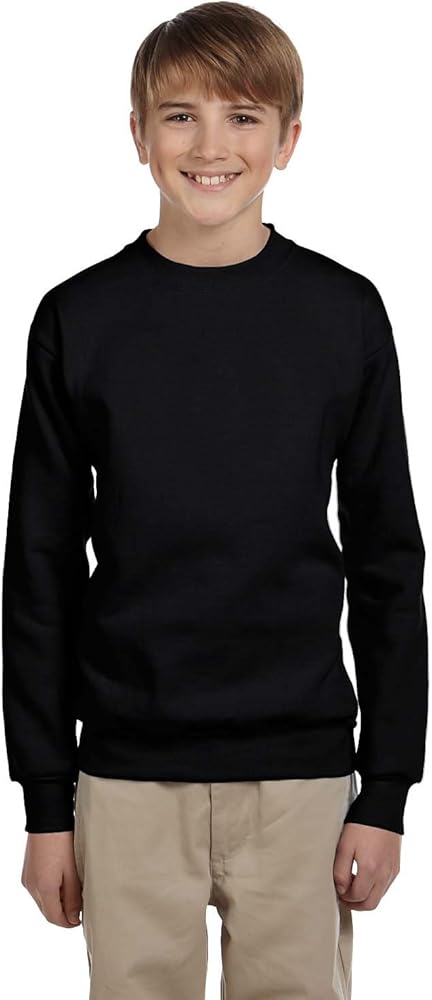 Hanes Youth Comfortblend Ecosmart Crew Neck Fleece, Blk, Small