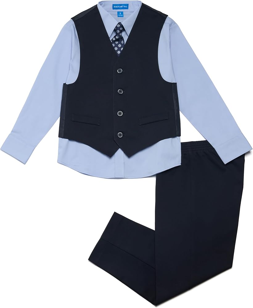 Haggar Boys' 4-Piece Vest, Dress Shirt & Tie Set