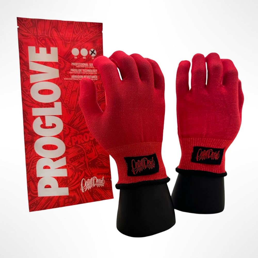 PROGLOVE HD RED Pair of Vinyl Wrap Gloves, Car Wrapping- Medium