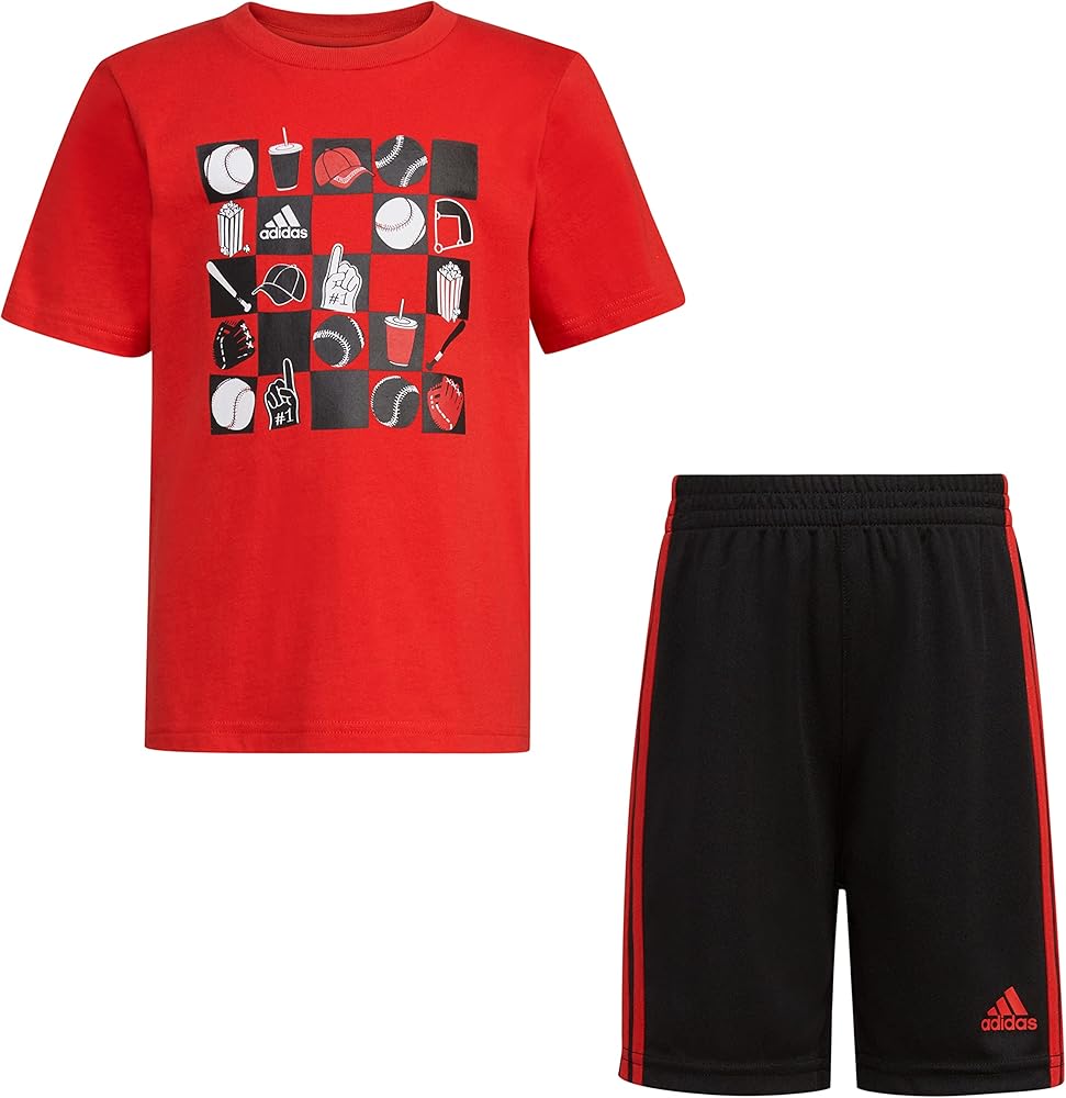 adidas Boys 2-piece Cotton Graphic Tee & Short Set