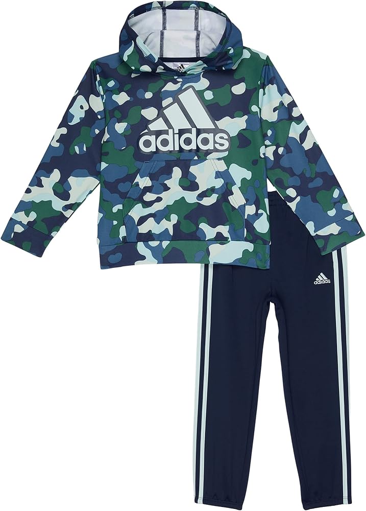 adidas boys Long Sleeve Camo Fleece Hooded Pullover SetHooded Sweatshirt