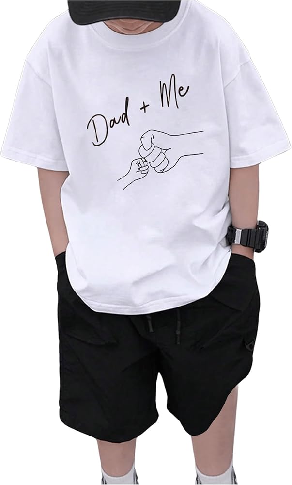 WDIRARA Boy's Letter Print Round Neck Tee Short Sleeve Graphic T-Shirt Casual Summer Top