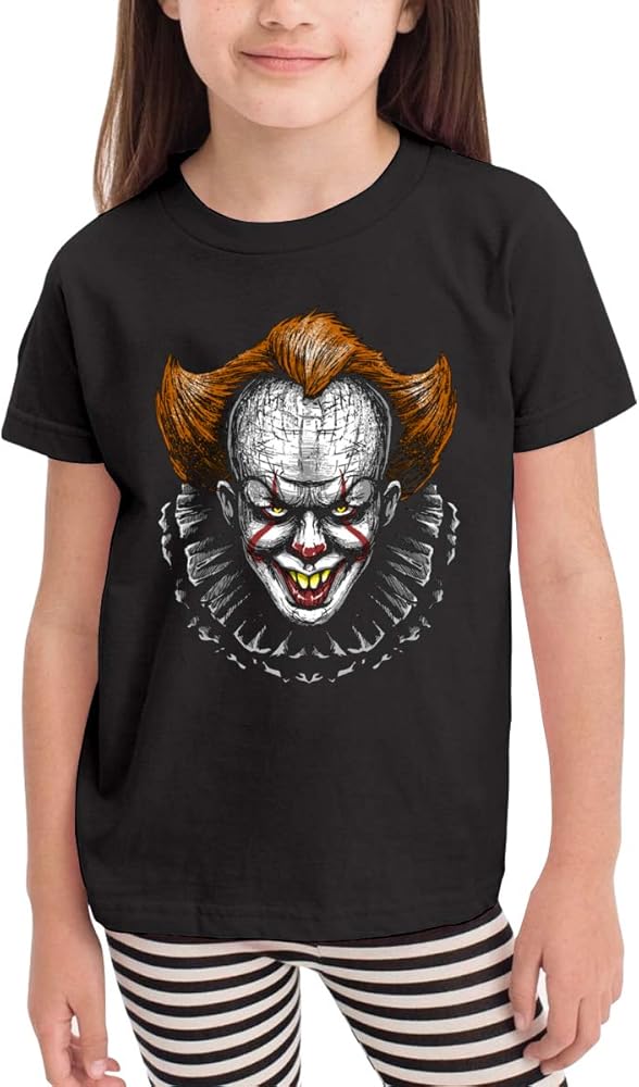 Horror Movie Clown Children's T-Shirt, 2-6 Years Old Boy and Girl Cotton Tees Classic Comfortable Short Sleeve Tops