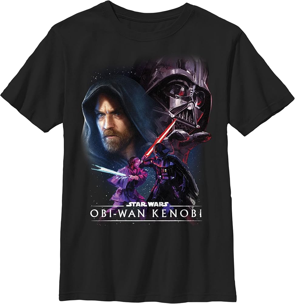 STAR WARS Kids OBI Wan Big Face Off Boys Short Sleeve Tee Shirt