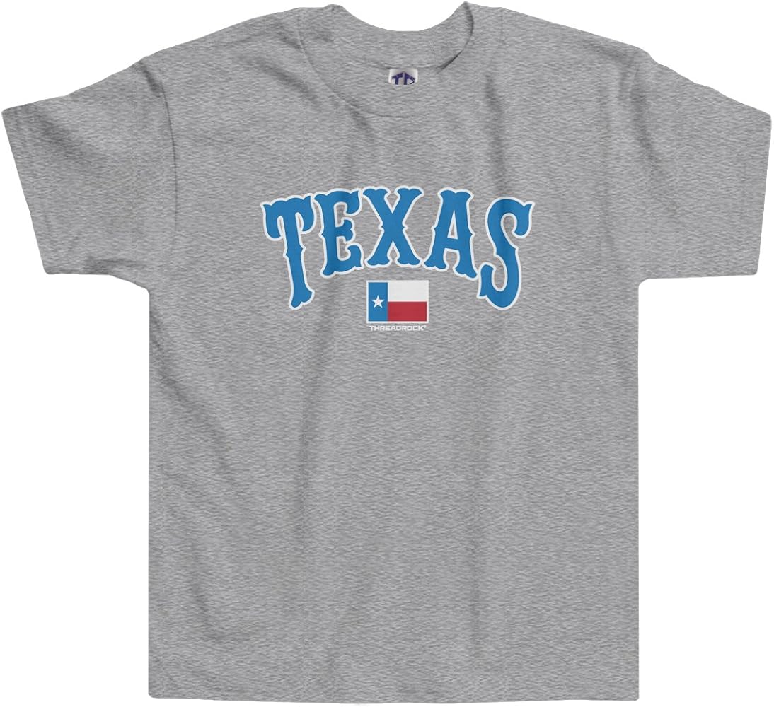 Threadrock Little Boys' Texas Text and State Flag Toddler T-shirt 3T Sport Gray