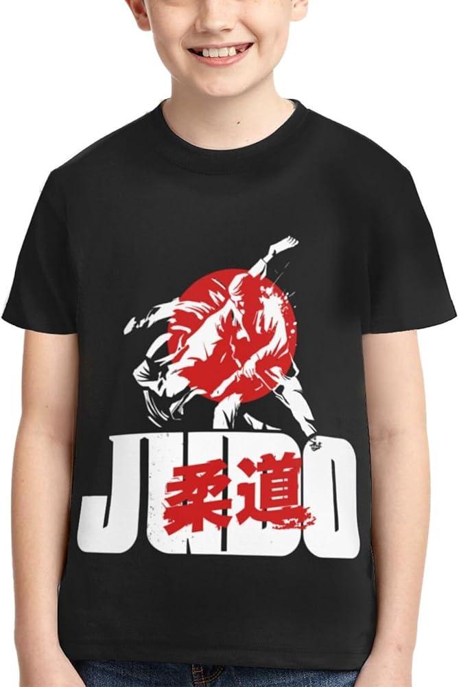 Japanese Judo Boys Girls Shirts Kids Short Sleeve Classic Crewneck Top Tee