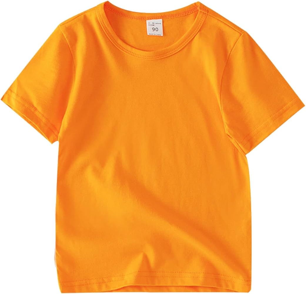 Toddler Baby Boys Girls Basic Cotton Solid Color T-Shirts Comfy Short Sleeve Crewneck Tops Tee Outdoor Daily Wear