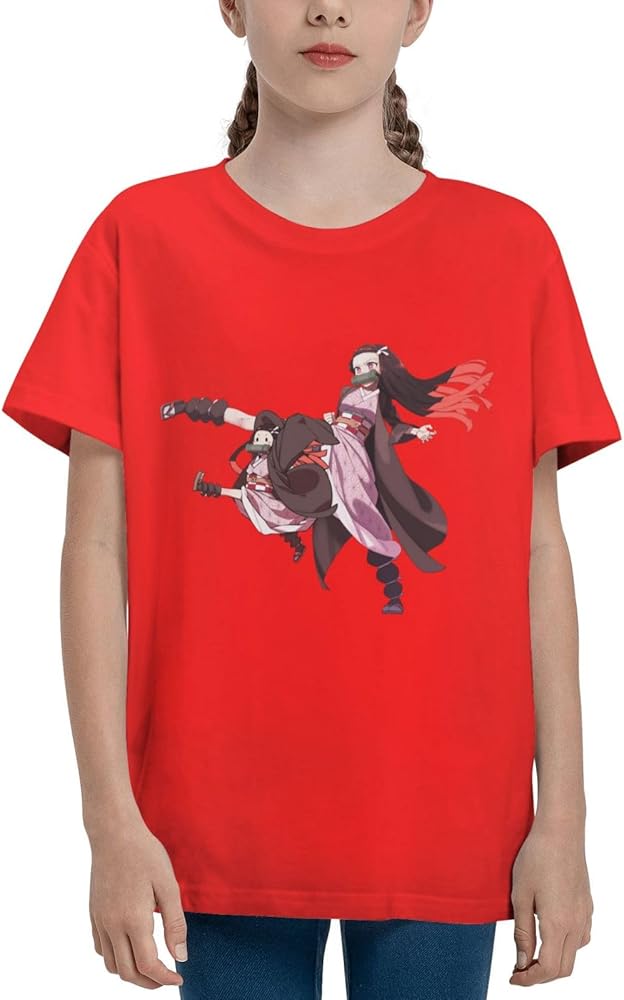 Anime Nezuko Kamado T-Shirt for Boys Girls Shirt Kids Teen Short Sleeve Tee Tops Black