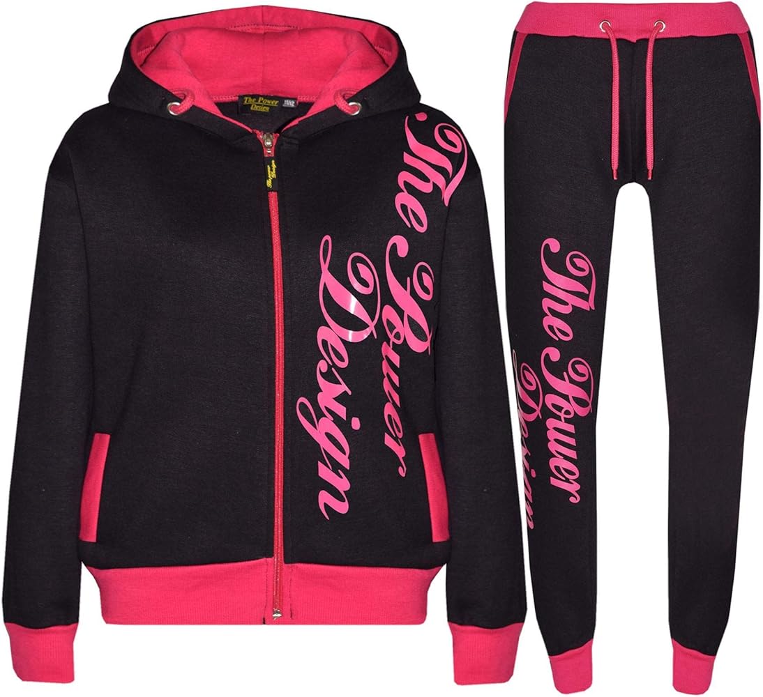 A2Z 4 Kids Tracksuit Boys Girls The Power Design Print Zipped Top Fleece Hoodie & Bottom Joggers Jogging Suit Age 5-13 Years