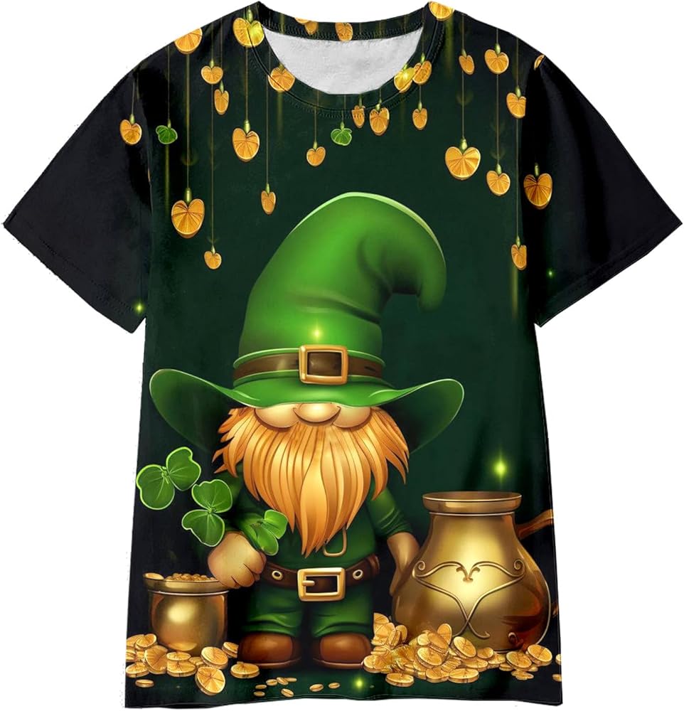 Large Top Summer Toddler Boys Girls Short Sleeve St. Patrick's Day Prints T Shirt Tops Clothese