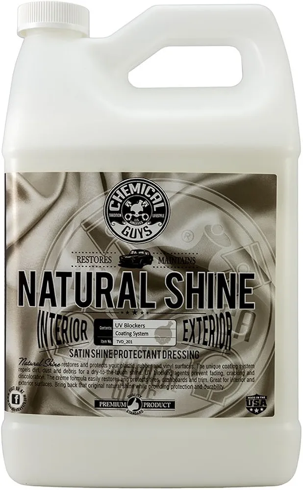 Chemical Guys TVD_201 Natural Shine, Satin Shine Dressing for Plastic, Rubber and Vinyl, Safe for Cars, Trucks, Motorcycles, RVs & More, 128 fl oz (1 Gallon)