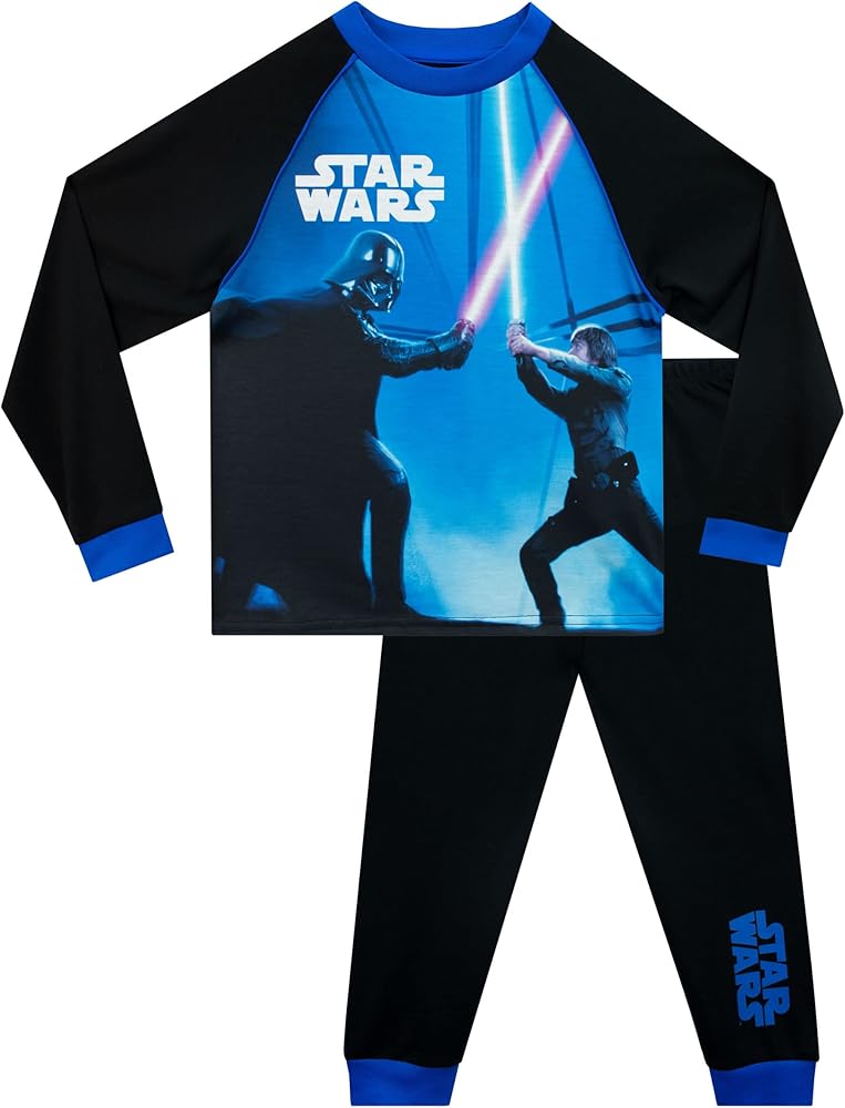 STAR WARS Pajamas | Long Sleeve Luke Skywalker vs Darth Vader Pajamas for Kids | Official Merchandise