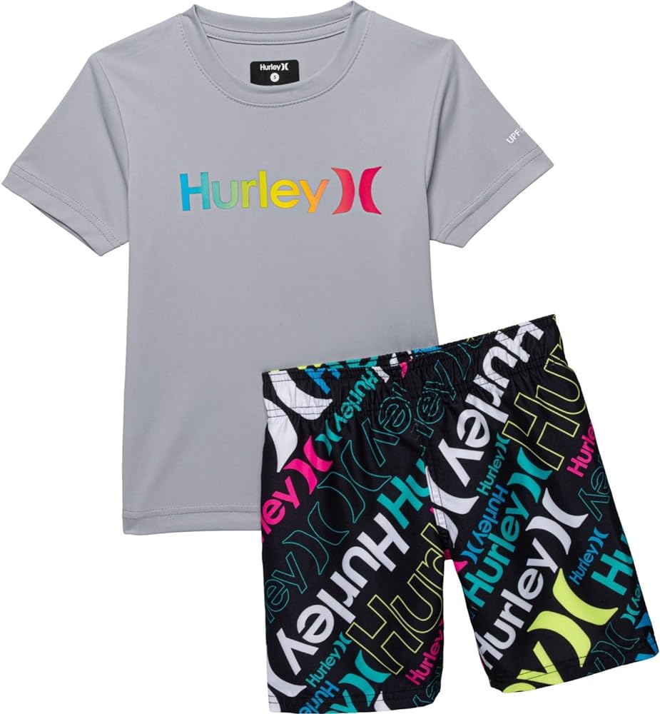 Hurley Boys' Swim Suit 2-Piece Outfit Set (Wolf Grey Multi, 6)