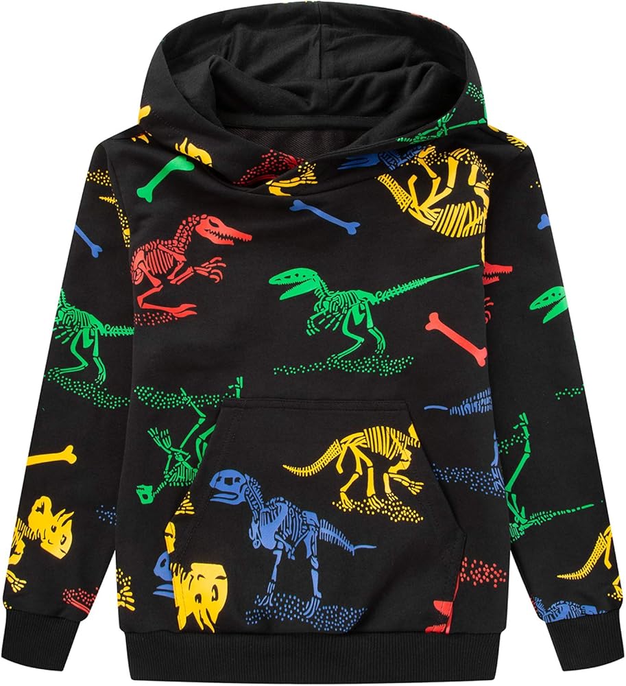 HZXVic Pullover Hoodies for Teen Boys,Toddler Lightweight Sweatshirt,Kids Dinosaur Long Sleeve Sweat Shirt 4-12 Years