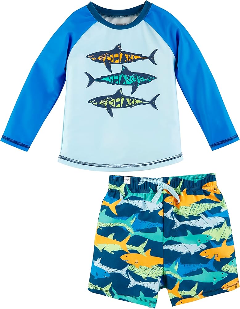 Mud Pie Boys Rash Guard & Swim Set