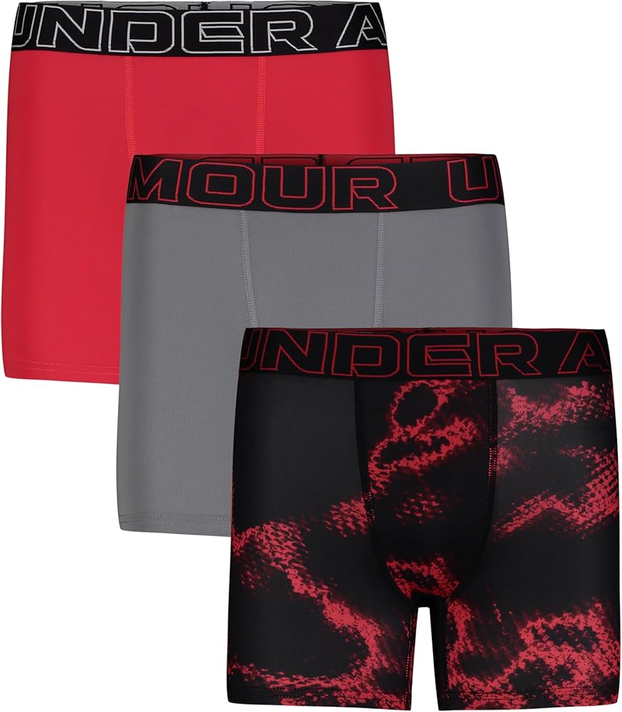 Under Armour UA PERFORMANCE TECH- PRINTS 3PK, Racer Red - Three Pack, YXL