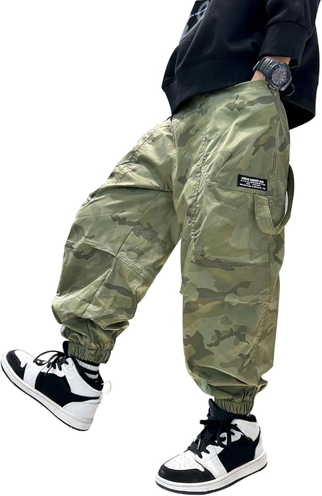 Boys Casual Cargo Pants for Kids 5-14 Years