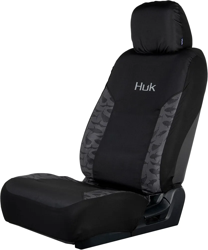 HUK, Universal Low Back Seat Cover-Front Seat Universal Fit, Easy to Install for Cars Truck Van SUV, Offshore (Harbor Mist)