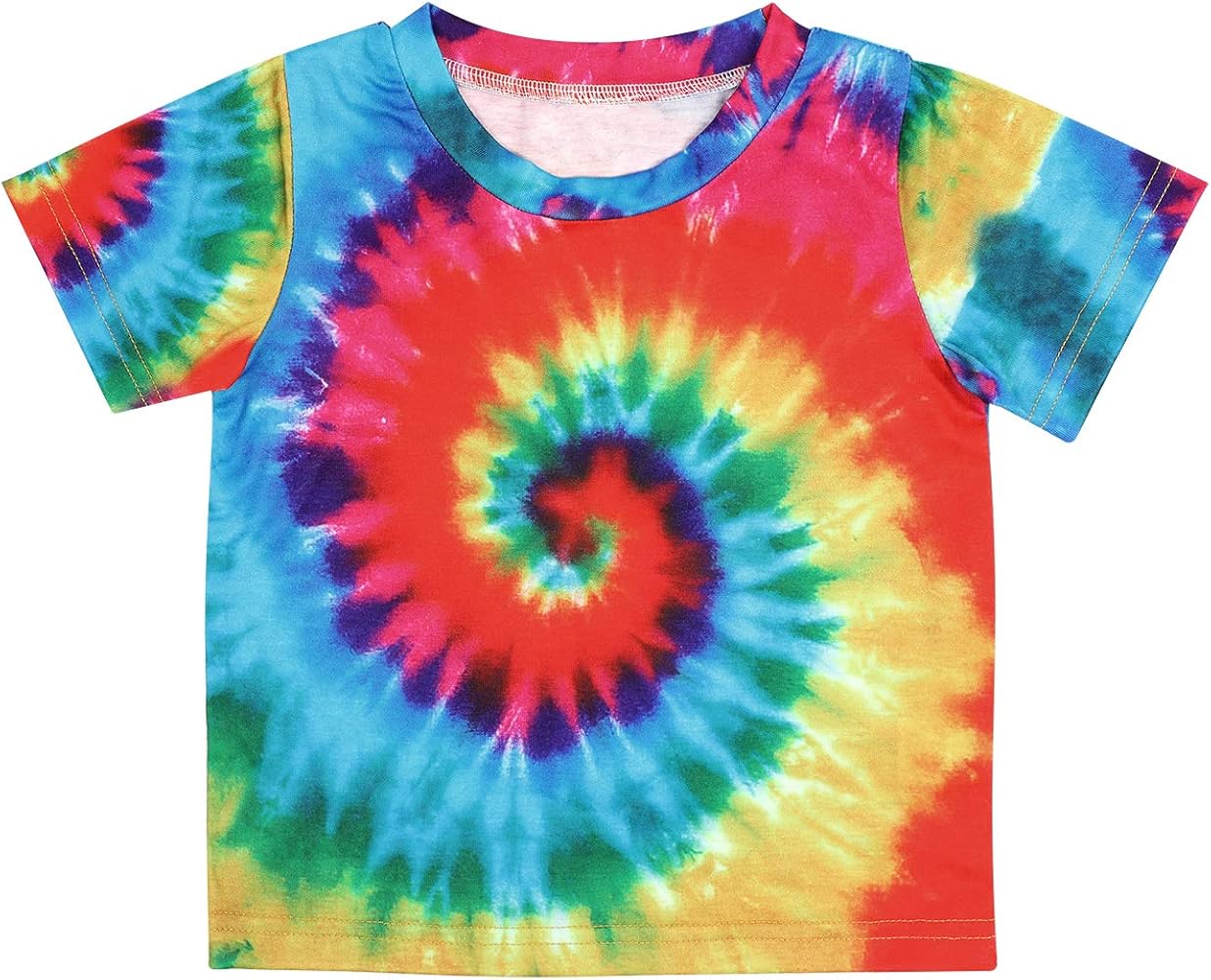 Toddler Boys T-Shirt Rainbow Colors Tie Dye Tee Short Sleeve Crew Neck Top Kids Party Shirts