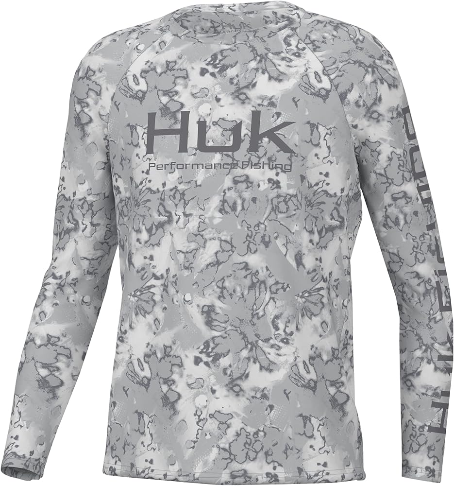 HUK Boy's Pursuit Pattern Long Sleeve, Fishing Shirt for Kids