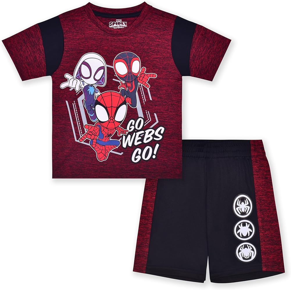 Marvel Spidey and His Amazing Friends Boys 2 Piece T-shirt and Shorts Set for Toddlers – Red/Black