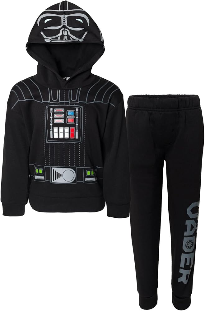 STAR WARS Darth Vader Boba Fett The Mandalorian Fleece Pullover Hoodie and Pants Outfit Set Little Kid to Big Kid