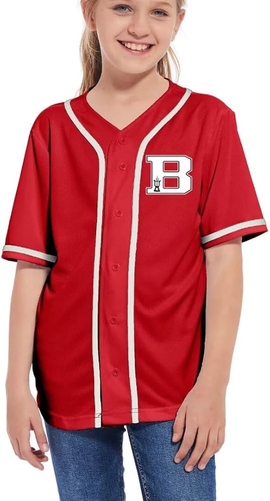 Kid's Baseball Jersey Letter Printed T Shirts Boys Girls Button Down Jerseys Hipster Lightweight Sports Tops