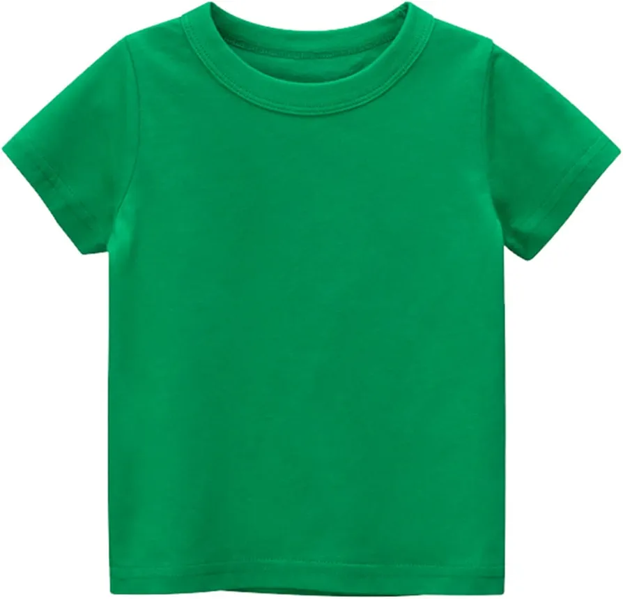 Toddler Boys Graphic T-Shirt Toddler Kids Girls Boys Short Sleeve Basic T Shirt Casual Summer Tees Shirt Tops Solid (Green, 4 Years)