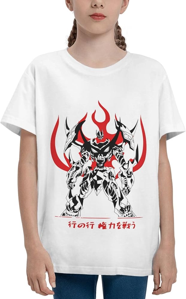 Anime Gurren Lagann Shirt Boys Girls Round Neck Short Sleeve Cotton Tees