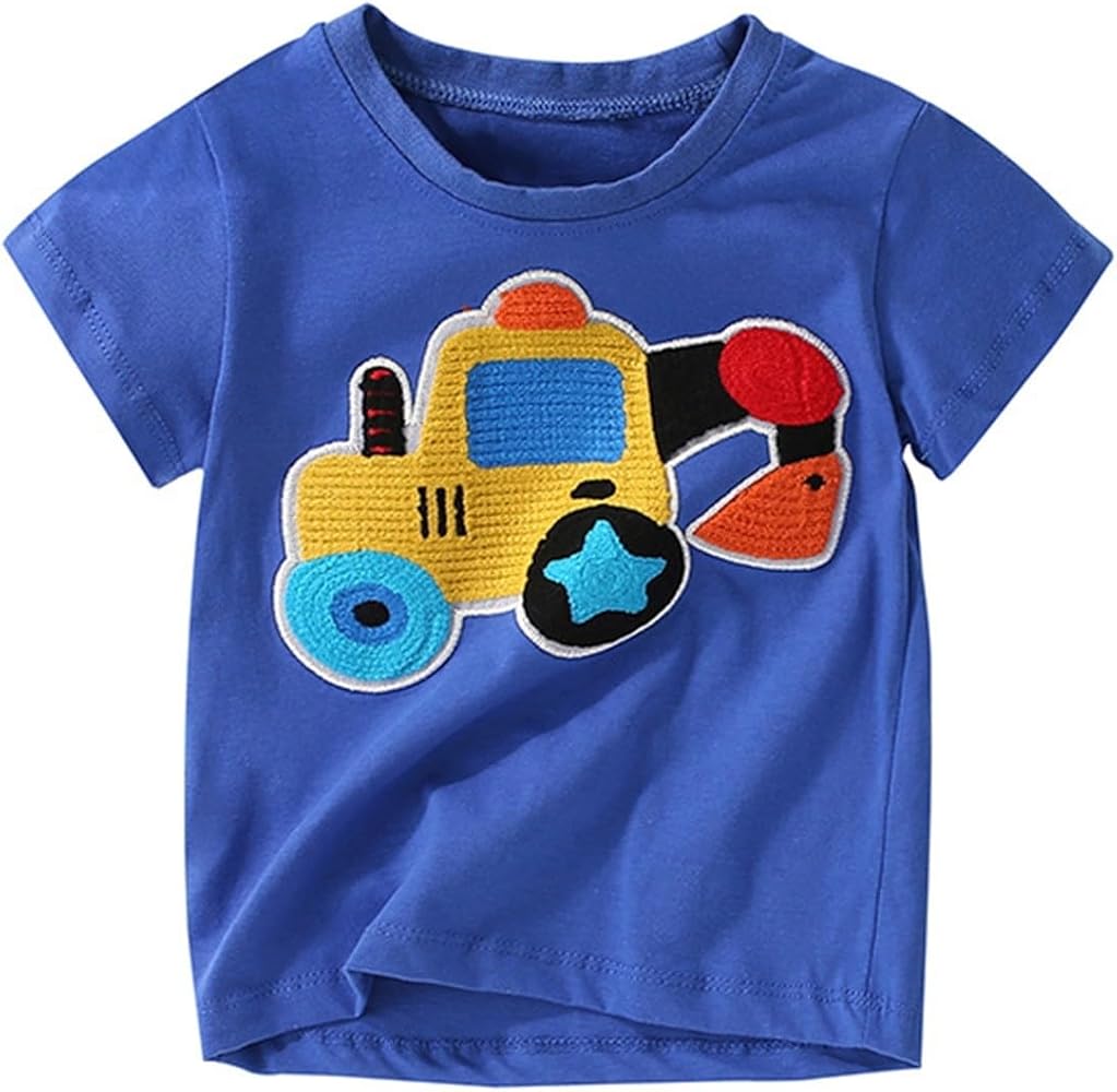 Toddler Kids Tops Baby Boys Girls Cartton Cars Print Short Sleeve T Shirts Tops Tee Children Top