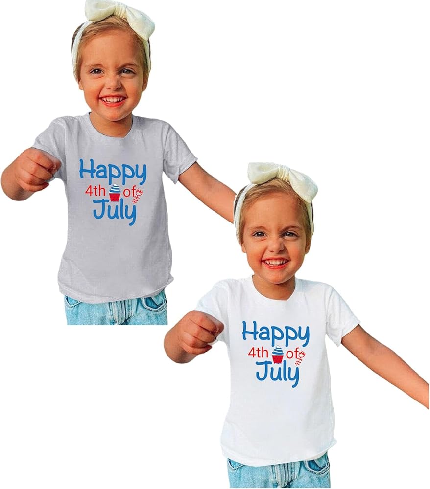 Summer Toddler Boys Girls Short Sleeve Independence Day Letter Prints T Shirt Tops 2PCS Boys T Shirts 16 18