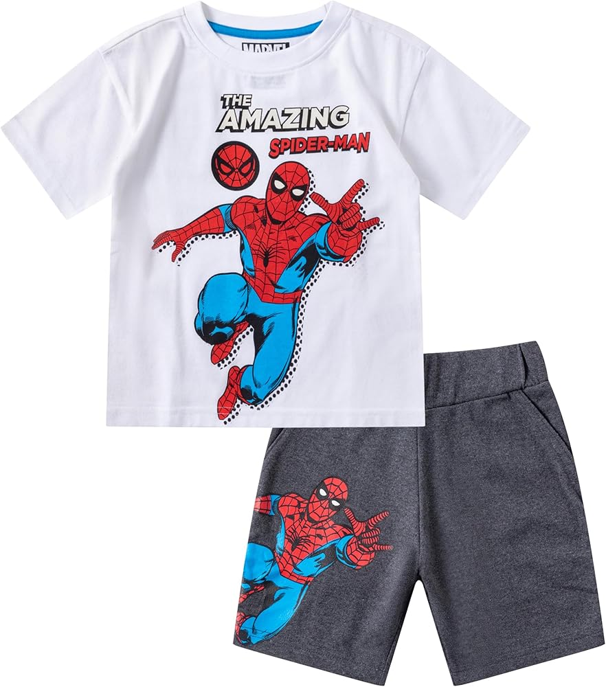 Marvel Spider-Man Boys 2 Piece Short Sleeve T-Shirt and Shorts Set for Toddlers