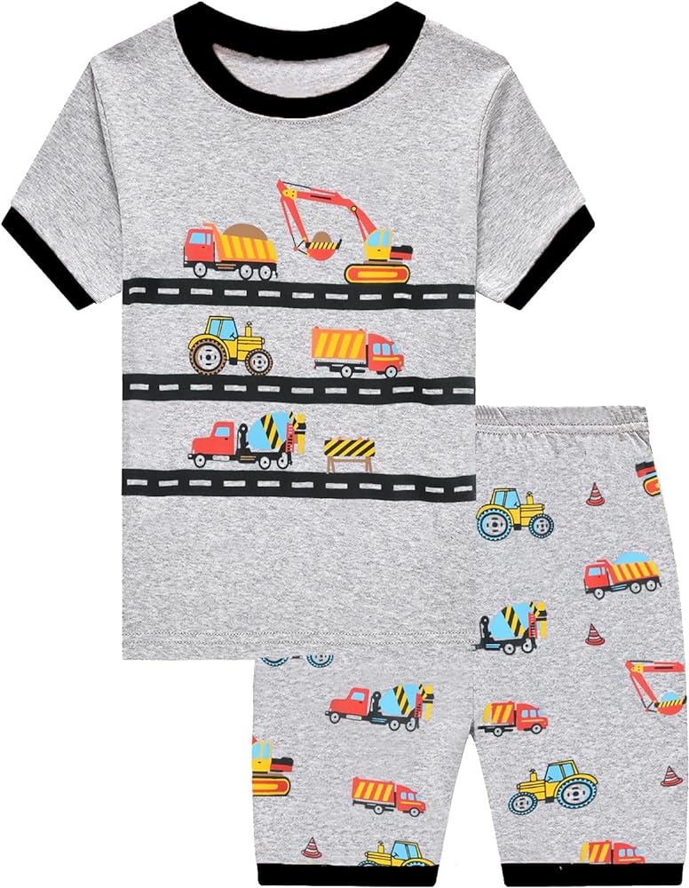 Little Hand Toddler Boys Pajamas Fire Truck 100% Cotton Kids Summer Short Sets Dinosaur Pajama Airplane PJS Set 2-7 T