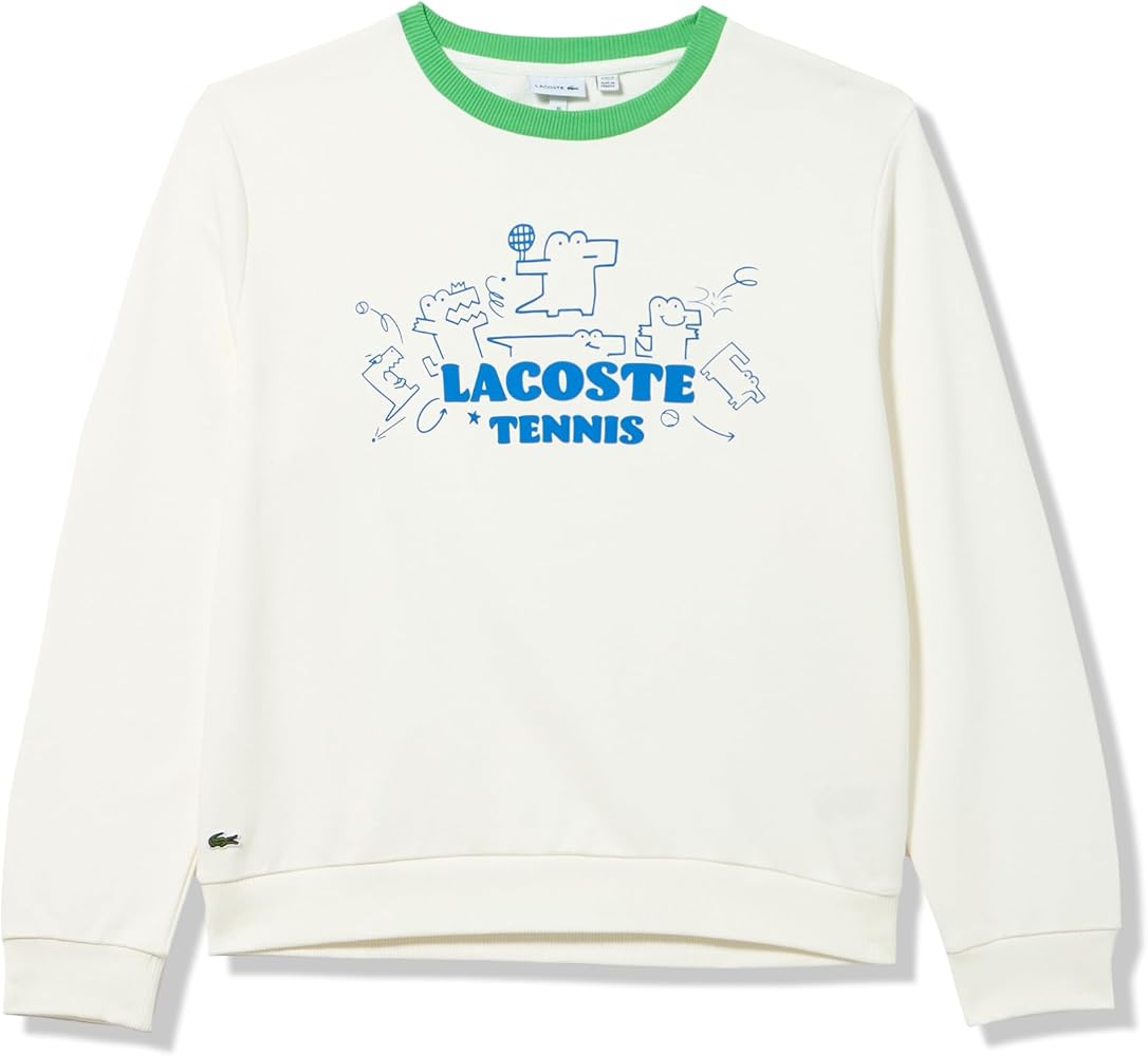 Lacoste Kids' Long Sleeve Crew Neck Large Front Graphic Sweatshirt