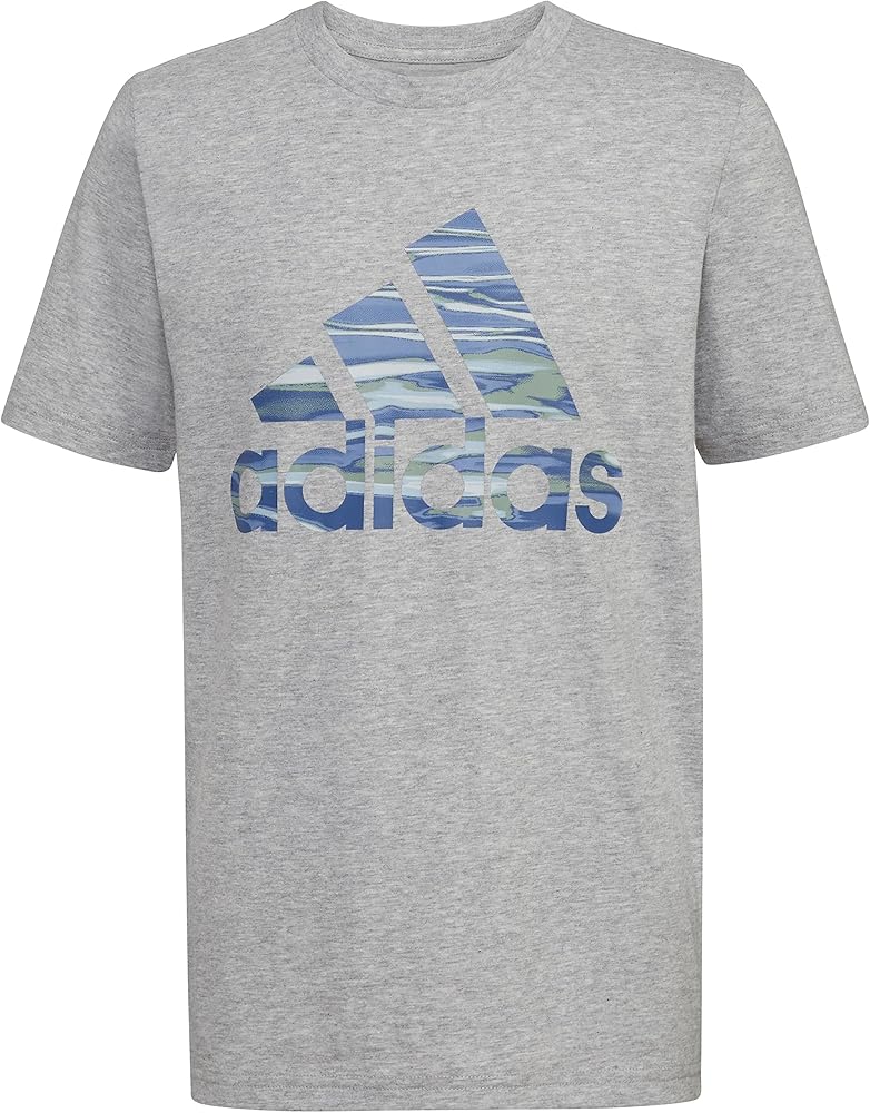 adidas Boys' Short Sleeve Liquid Camo Logo Heather Tee