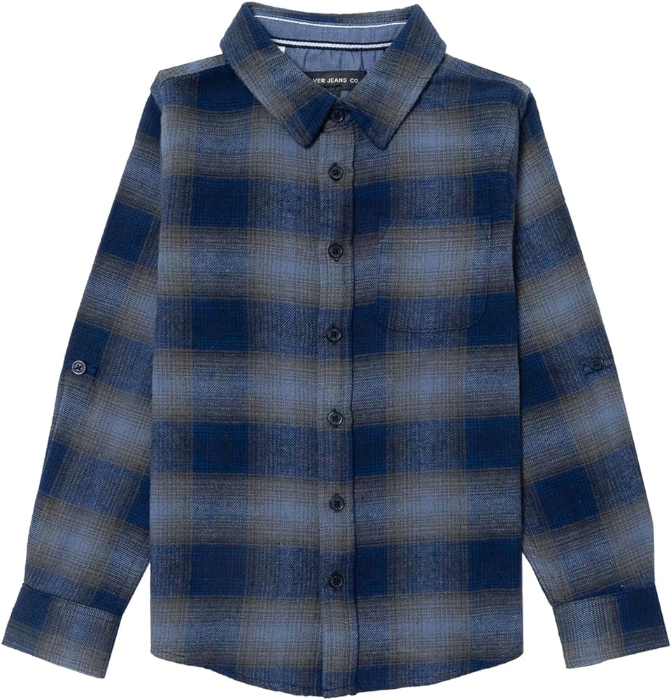 Silver Jeans Co. Boys' Long Sleeve Plaid Flannel Shirt