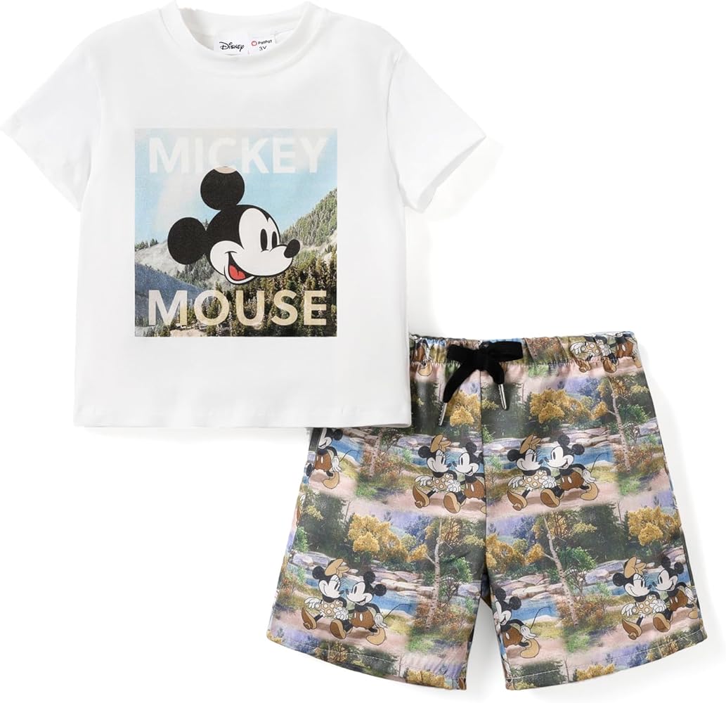 Disney Mickey and Friends Boys Kids Short Sleeve Summer Holiday Tops Tee and Shorts Set