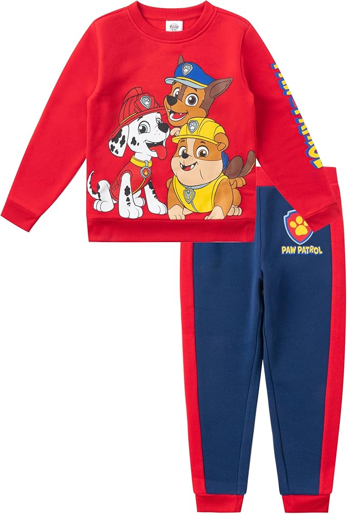 Paw Patrol Nickelodeon Boys’ Sweatshirt and Jogger Set for Toddler and Little Kids – Blue/Navy/Red