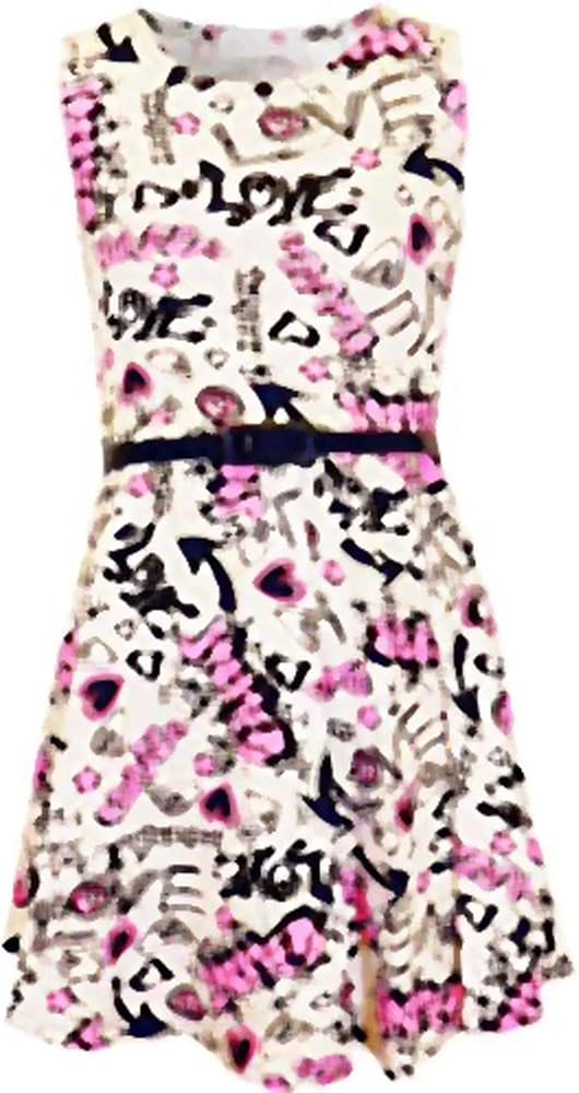 Girls Skater Dress Kids Floral Aztec Animal Neon Summer Party Dresses 7-13 Years