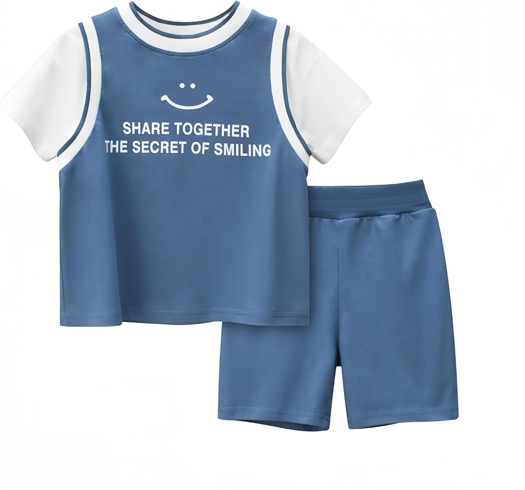 Boys'summer Fashion Cotton 2-Piece Set (Includes top and Pants)