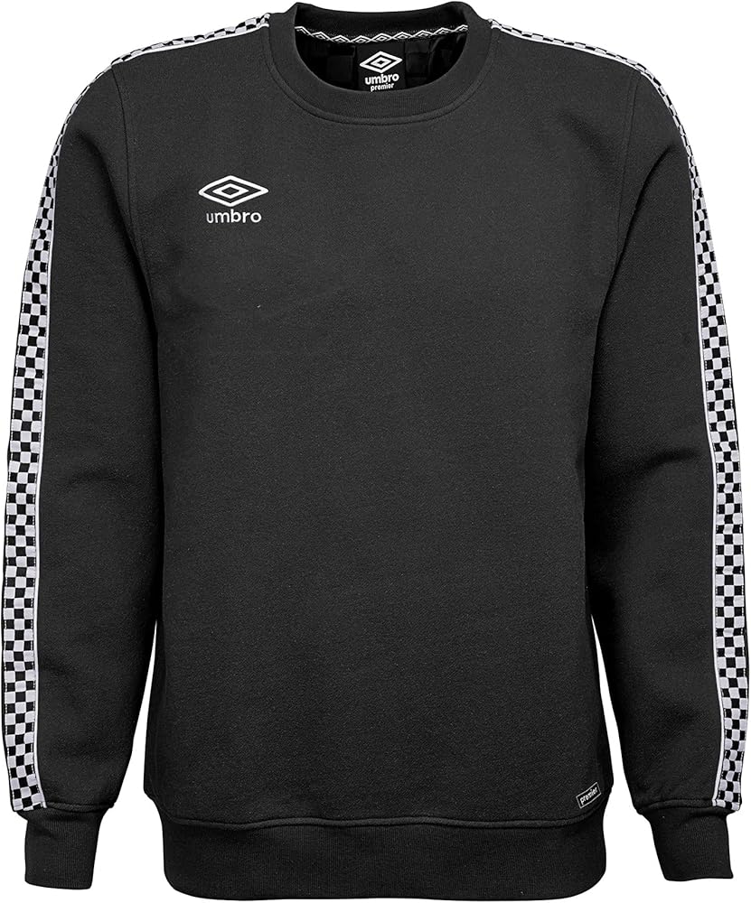 Umbro Boy's Youth (8-18) Check Tape Crew Sweatshirt, Black/White