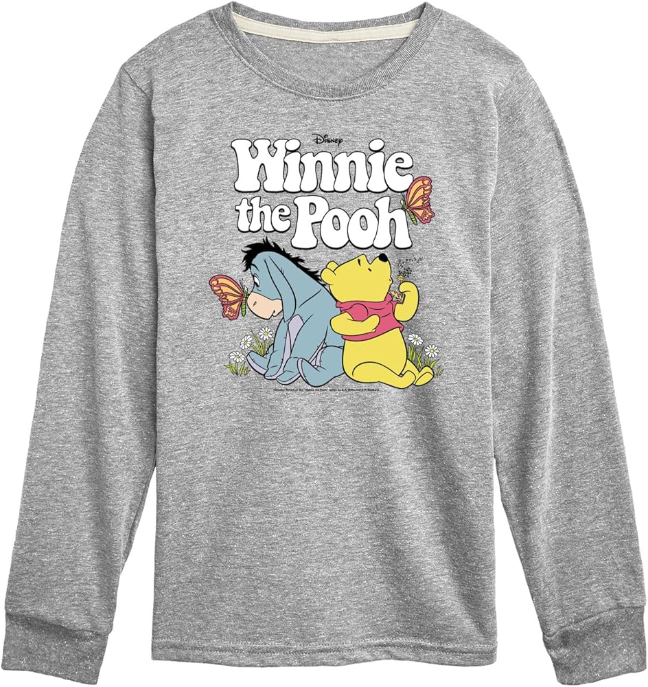 Disney Winnie The Pooh - Butterfly Friends with Eeyore - Toddler and Youth Long Sleeve Graphic T-Shirt