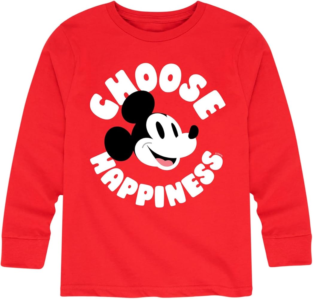 Disney Mickey & Friends - Mickey Choose Happiness - Toddler and Youth Long Sleeve Graphic T-Shirt