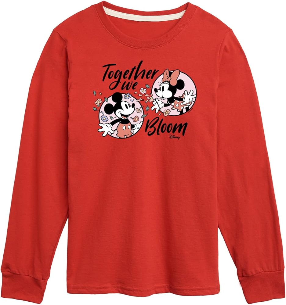 Disney Mickey & Minnie - Together We Bloom - Youth Long Sleeve Graphic T-Shirt